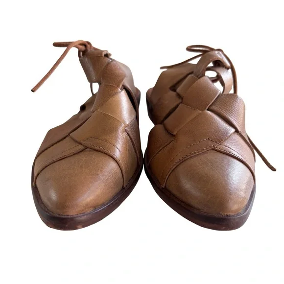 Free People Destino Leather Tan Woven Sz 39
